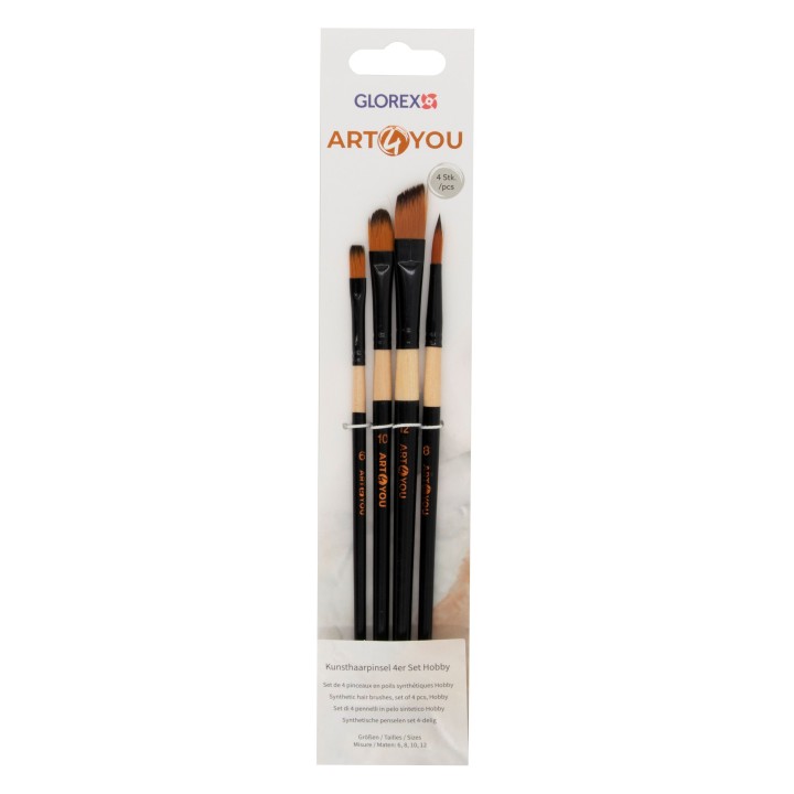 Synthetic Hobbypinsel 4er Set Pinsel mix, Gr. 6,8,10,12