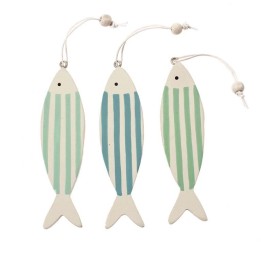 Fische aus Holz 6 Stück 10x2,7x0,6cm