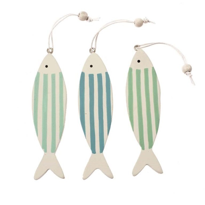 Fische aus Holz 6 Stück 10x2,7x0,6cm
