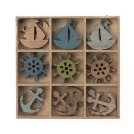 Maritim-Set Holz 18 Stück 4cm