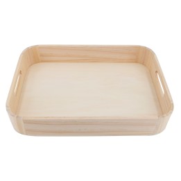 Tablett mit Griff 34,5x24,5x6cm aus Holz, abgerundete Ecken
