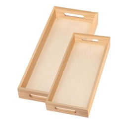 Tablett-Set lang aus Holz 2-teilig 48x20/35x15cm