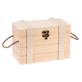 Schatztruhe mit Griffen, Holz Verschluss, 21x11x11,5cm