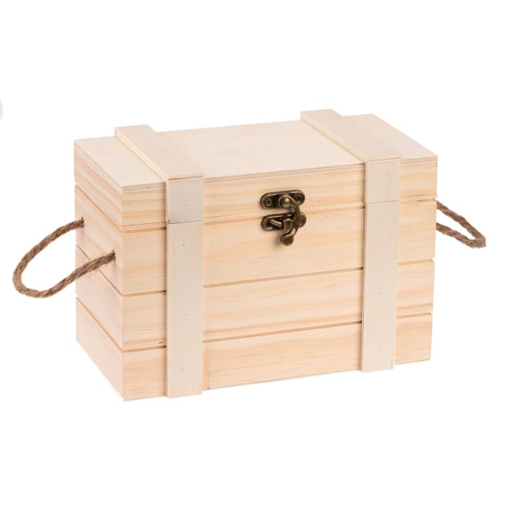 Schatztruhe mit Griffen, Holz Verschluss, 21x11x11,5cm