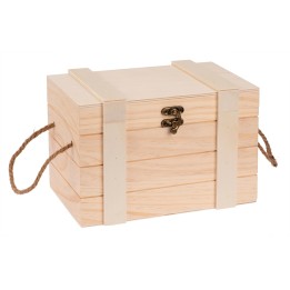 Schatztruhe mit Griffen aus Holz Verschluss, 24x16,5x15,5cm