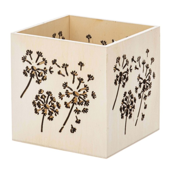 Lanterne en bois 10x10x10cm pissenlit, FSC