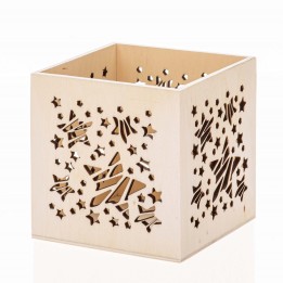 Lanterne en bois 10x10x10cm étoile, FSC