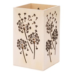 Windlicht aus Holz, Pusteblume 17x10x10cm