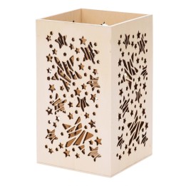 Windlicht aus Holz, Stern 17x10x10cm