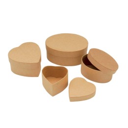 Set of cardboard boxes, 4pcs 2x oval, 2x heart shape
