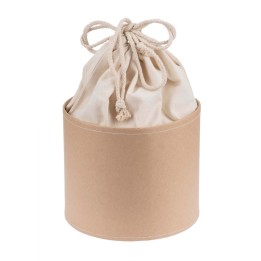 Pappbox rund Höhe 15cm, Durchmesser 18cm mit Baumwollsack