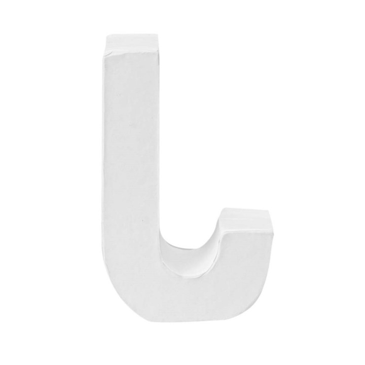 Papp-Buchstabe weiss J 10x3,5cm
