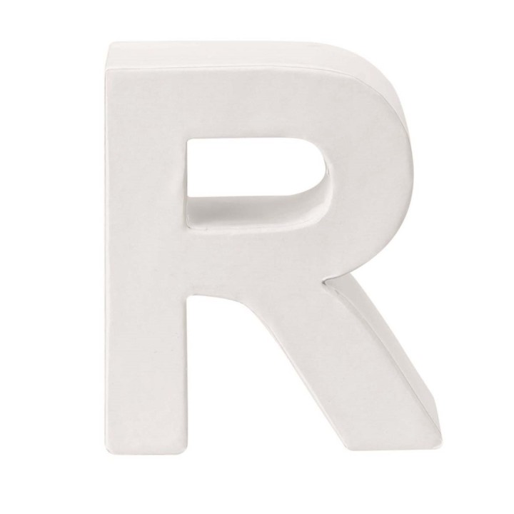 Papp-Buchstabe weiss R 10x3,5cm