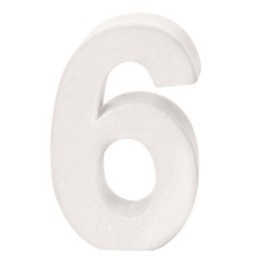 Papp-Zahl weiss 6 10X3,5cm