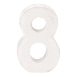 Papp-Zahl weiss 8 10X3,5cm