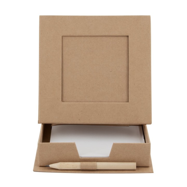 Memo box 115x115x30mm incl. sheets & pencil with bar code