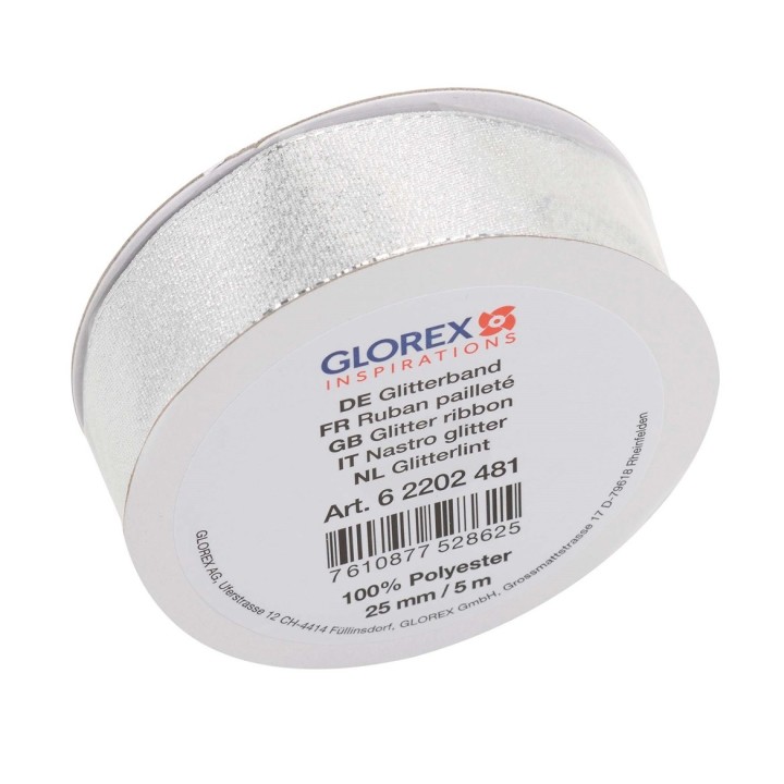 Glitterband silber 25mm 5m