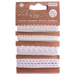 Deco ribbon 4x100cm white laces