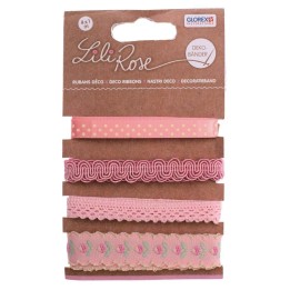 Deco ribbon 4x100cm pink colours