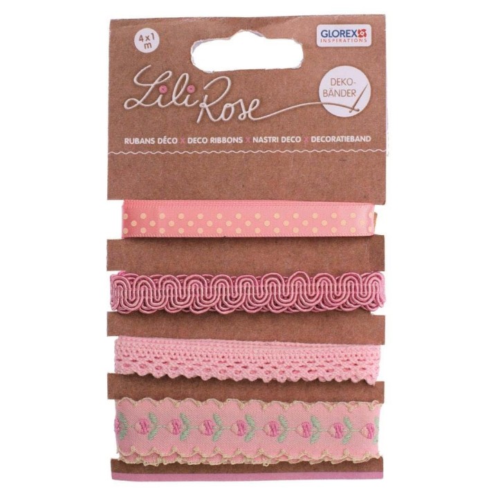 Deco ribbon 4x100cm pink colours