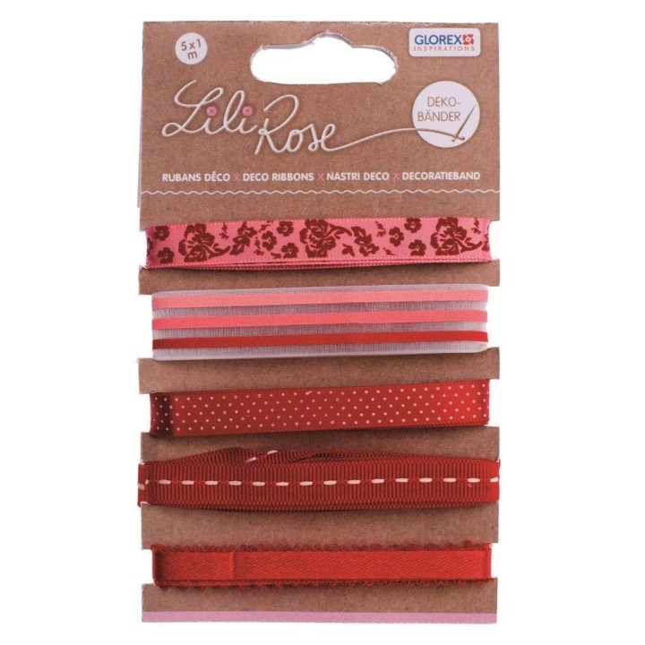 Deco ribbon 5x100cm red colors