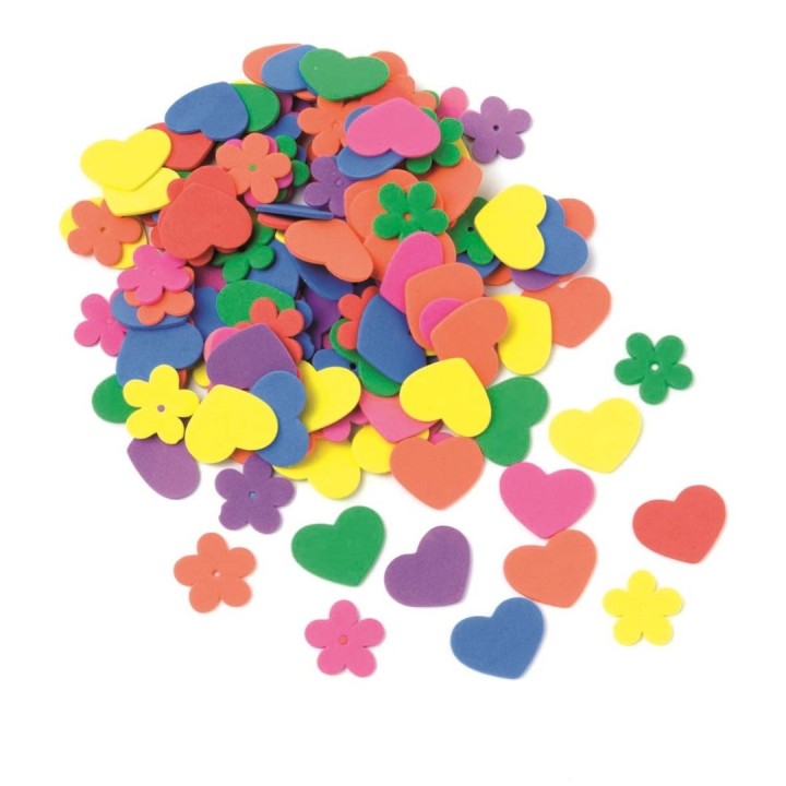 Moosgummi Set Blumen/Herzen ca. 140 Stück