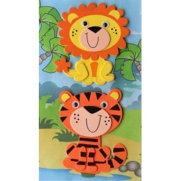 3D Moosgummi, Löwe/Tiger 10x12/14x9,5cm, selbstklebend