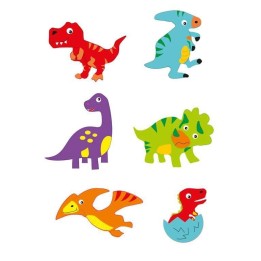 Craft rubber stickers 12pcs dinosaurs, self-adhesive