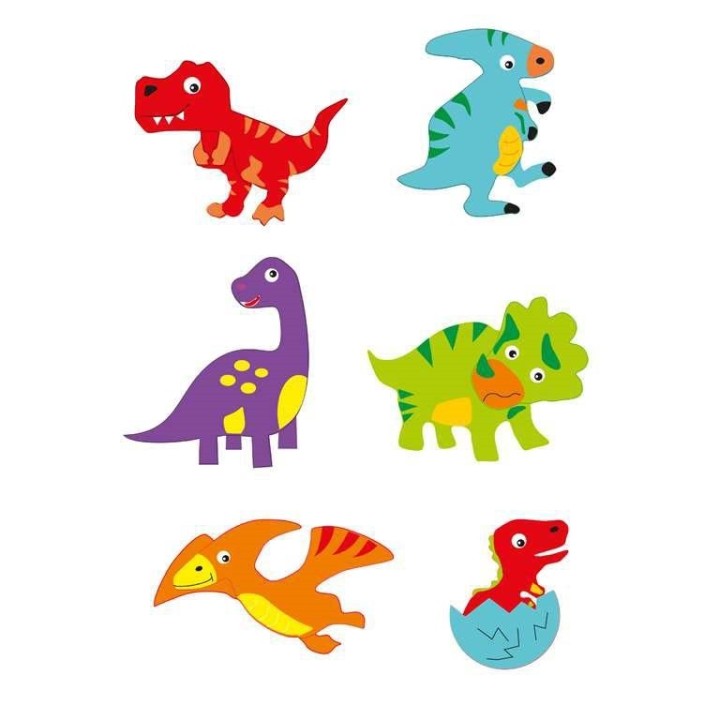 Moosgummi Sticker 12 Stück Dinosaurier, selbstklebend