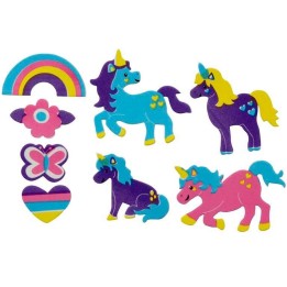 Moosgummi Sticker 28 Stück Einhorn, selbstklebend