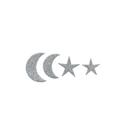 Moosgummi Sticker 60 Stück Mond+Sterne, selbstklebend