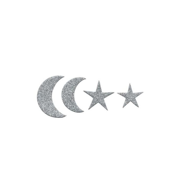 Moosgummi Sticker 60 Stück Mond+Sterne, selbstklebend