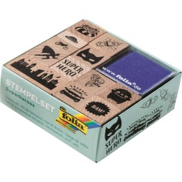 Holzstempel-Set Superheros 10 Stempel + 2 Stempelkissen