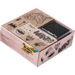 Holzstempel-Set Unicorn 10 Stempel + 2 Stempelkissen