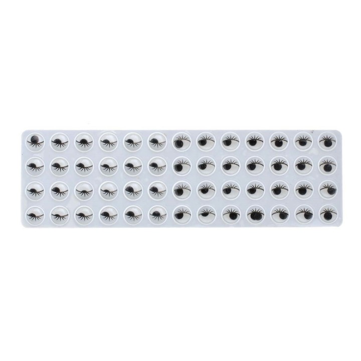 Wackelaugen 18mm rund 14 Stück mit Wimpern, selbstklebend