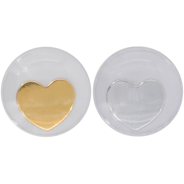 Mobile eyes heart, 4pcs  gold/silver, 35mm selfadhesive