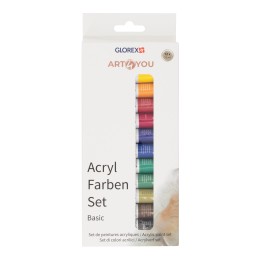Set peintures acryliques Basic 12pcs à 12ml