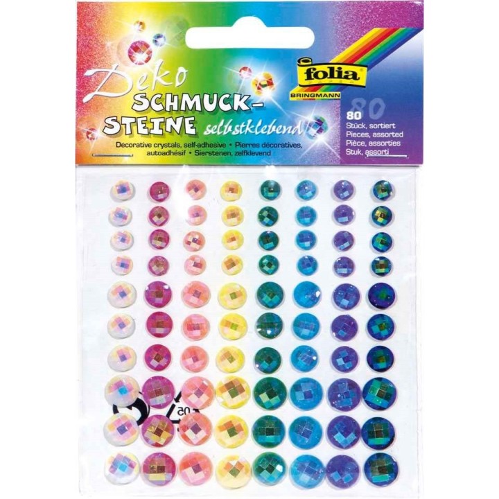 Schmucksteine iridescent rainbow, 80 Stück, selbstklebend