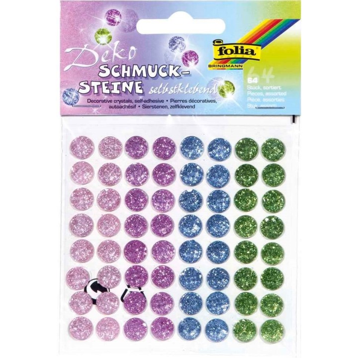 Schmucksteine glitter charm 64 Stück, selbstklebend