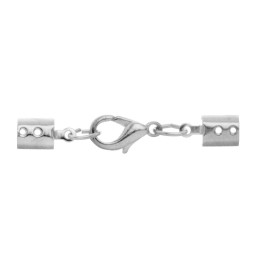 Fermoir ruban en cuir 3mm 1pce couleur argent