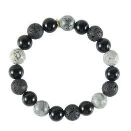 Kit DIY bracelet pierre natur. gris/noir