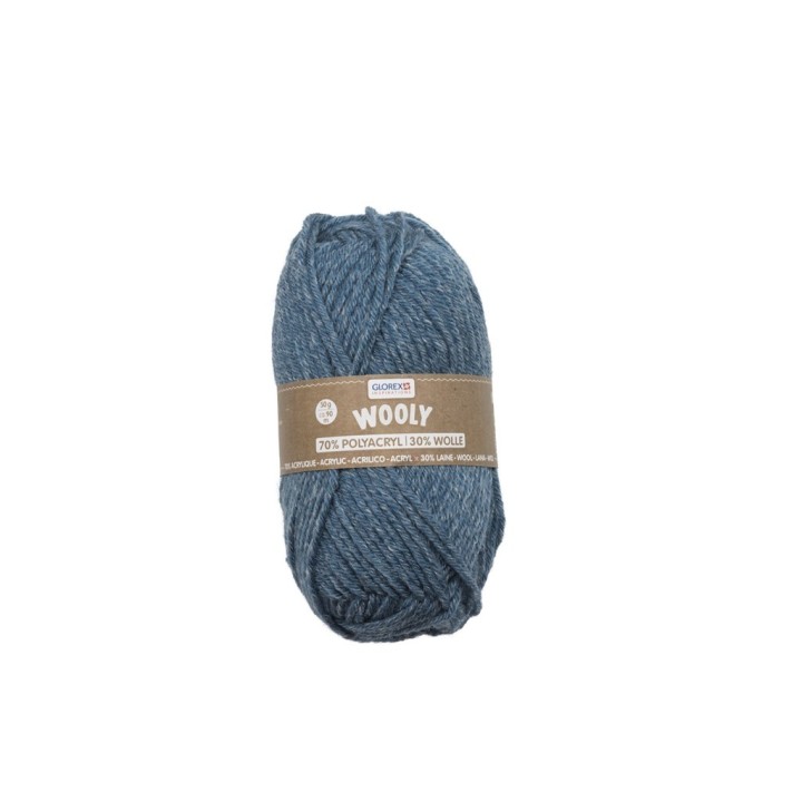 Wooly 70% acrylic/30% wool,50g flecked blue