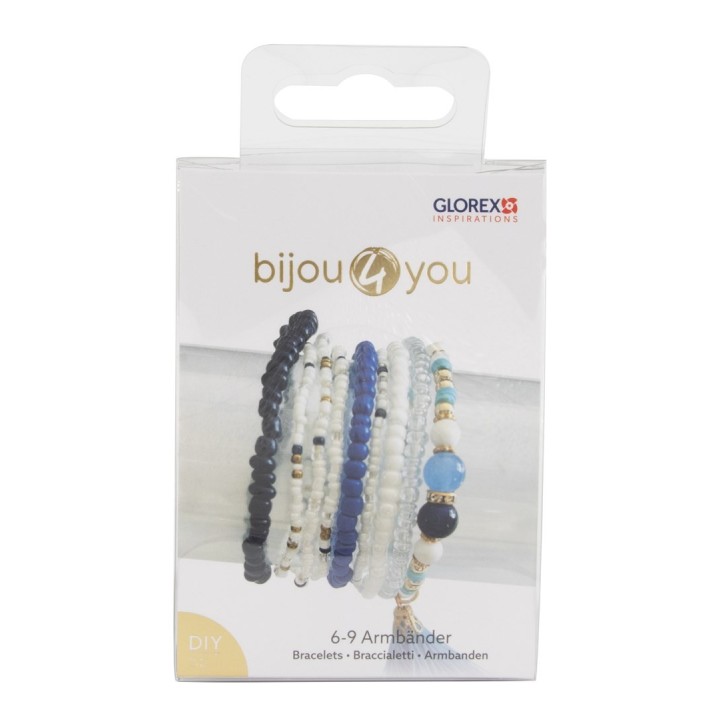 Kit DIY bracelet, blanc-bleu