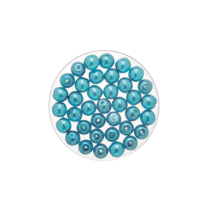 Böhmische Glasperle 4mm Wachs türkis 75 Stück
