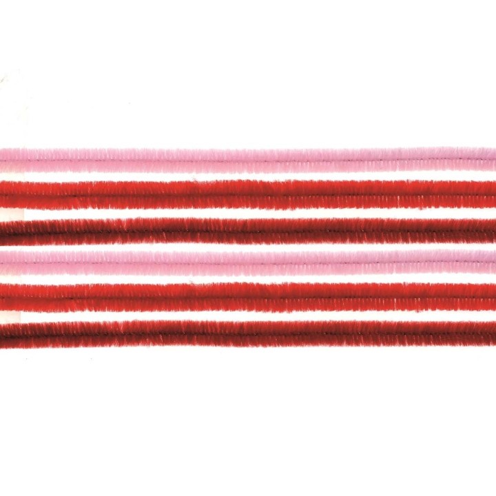 Chenilles cure-pipe Mix tons rouges 10pcs 50cm