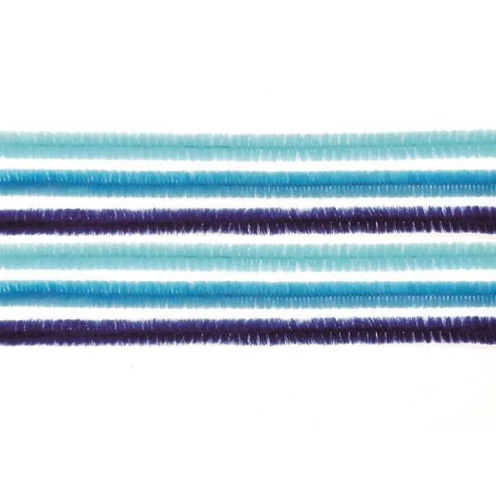 Chenilles cure-pipe Mix tons bleus 10pcs 50cm