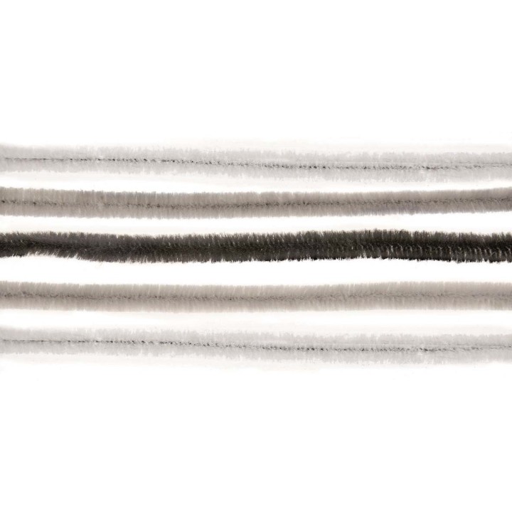 Biegeplüsch Mix 10 Stück, 50cm, 8mm weiss / grau / schwarz