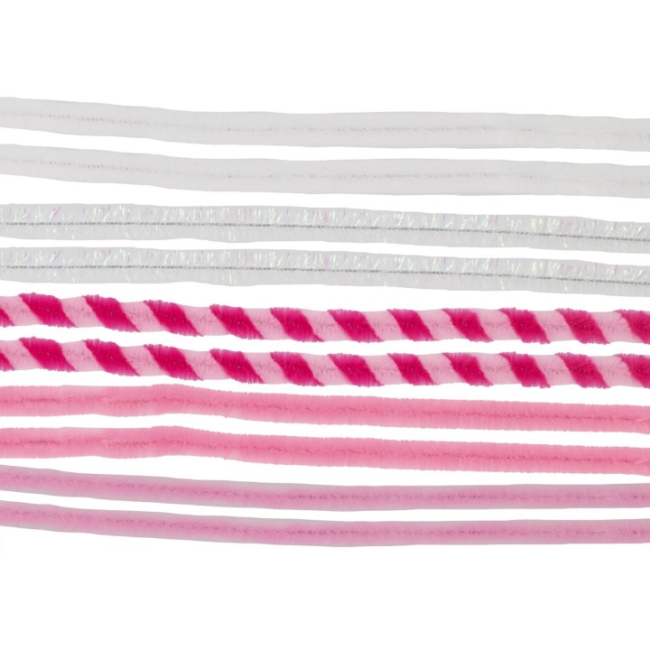 Biegeplüsch Mix 10St, 8mm,50cm Rosatöne