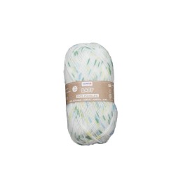 Baby 100% Acryl, 50g weiss/grün gepunktet