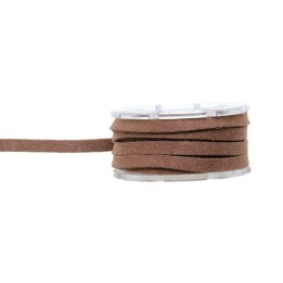 Velour-Lederband-Rolle 3mm/2m flach dunkelbraun